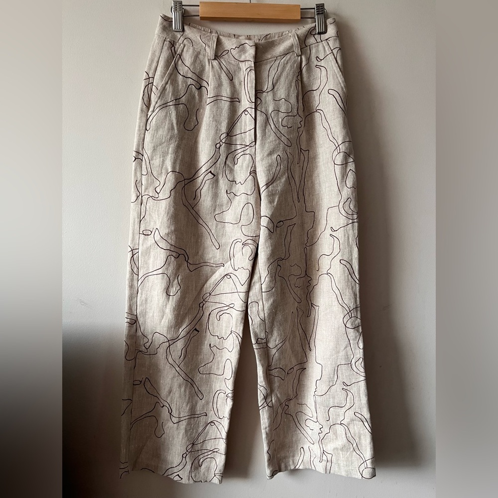 Paloma Wool 100% Linen Abstract Dancing Bodies Prego Pants - 34/XS